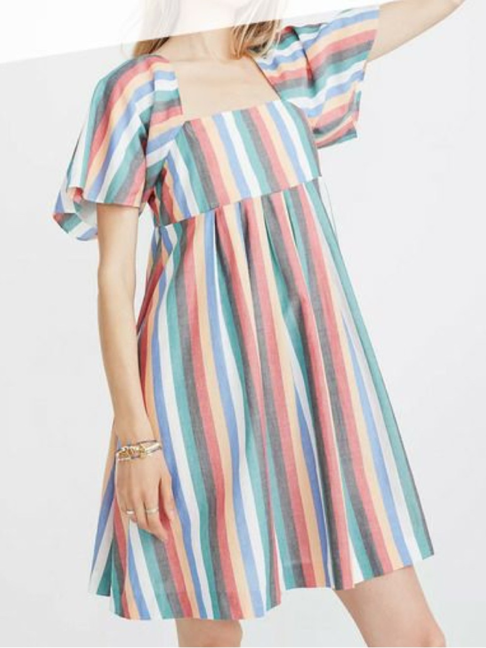 Madewell Rainbow Multicolor Vertical Stripe Dress
